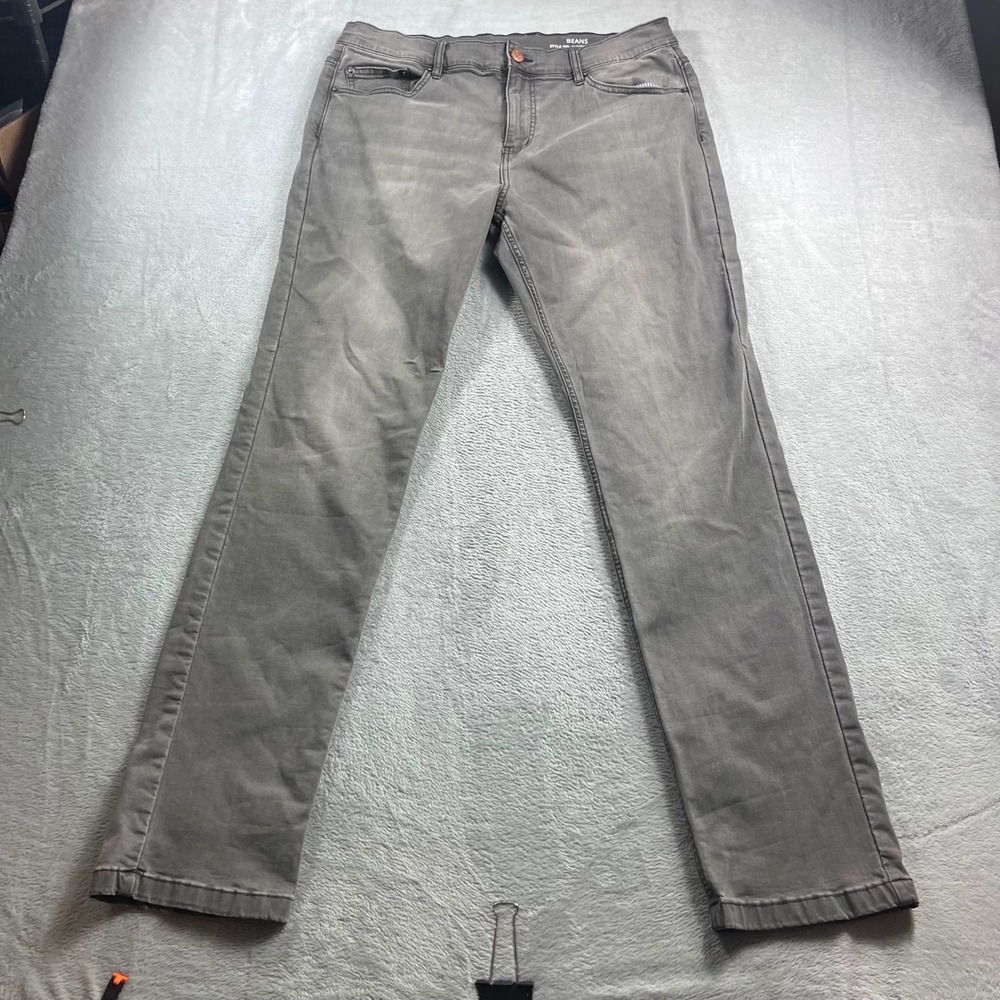 Mugsy Jeans Beans Grey Stretch Denim Slim Straight Pants Mens 36x34 FLX3NMG